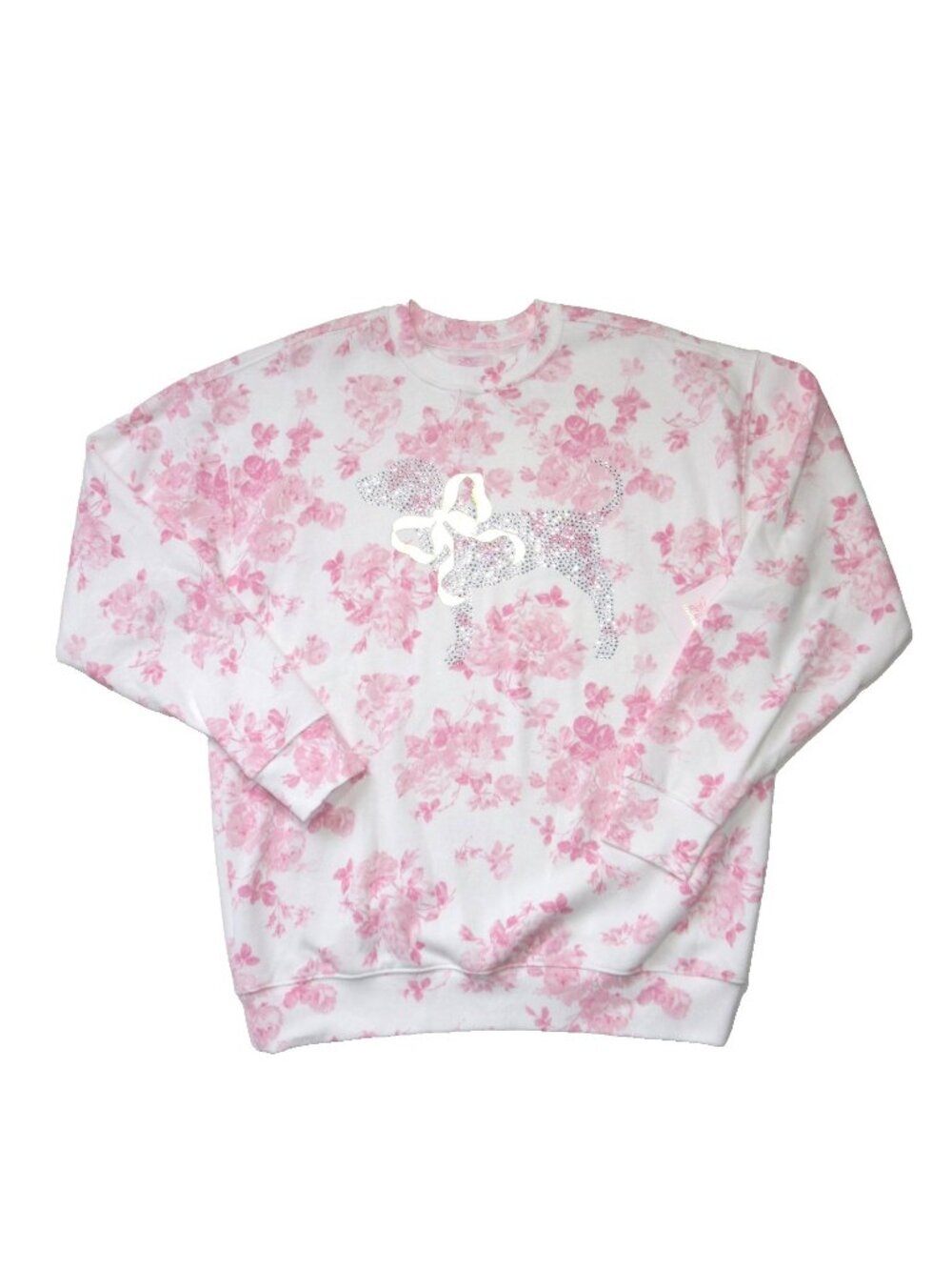 NWT Loveshackfancy x Victoria's Secret Pink Floral Oversized Crew Sweatshirt S